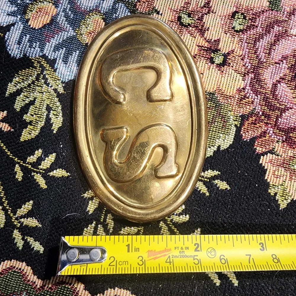 Vintage Gold Toned CS War Re-enactment Belt Buckle, Hefty Weighted Buckle